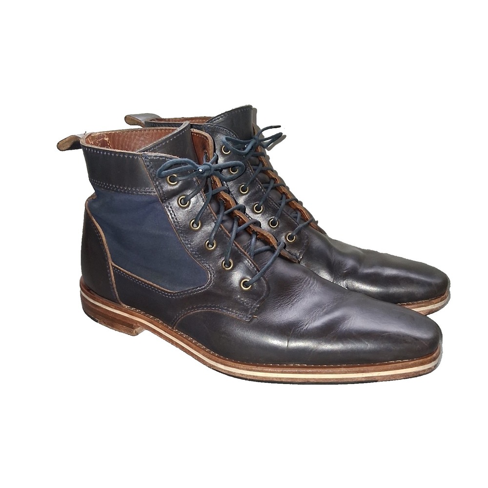 HELM "The Sam" Chukka Boots Brown Leather and Denim, Men's 9.5 D Hand Made USA